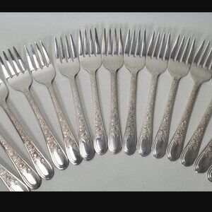 Vintage Wallace Bros. Fortune Salad/Dessert Forks – Set of 15 Silverplate